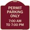 Signmission Permit Parking 7-00 Am to 7-00 Pm Heavy-Gauge Aluminum Architectural Sign, 18" x 18", BU-1818-23323 A-DES-BU-1818-23323 - alternate 1